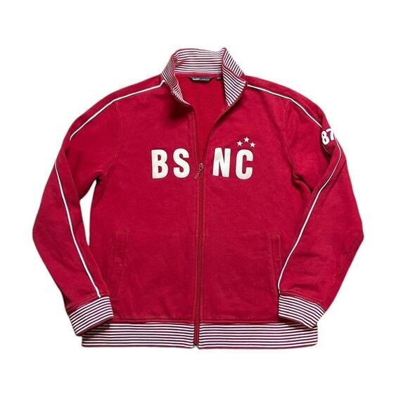 Vintage Bossini BSNC Zip Up Sweatshirt Red White Size Large - Picture 1 of 9